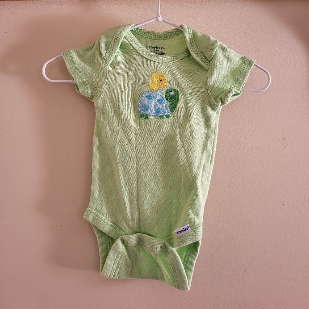 Gerber Green Baby Onesie with Turtle Design
